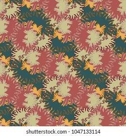Autumn colored seamless pattern with leaves for texture or background.