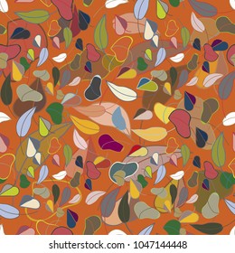 Autumn colored seamless pattern with leaves for texture or background.