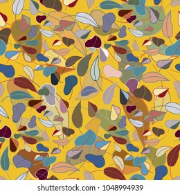 Autumn colored seamless pattern with leaves for texture or background.
