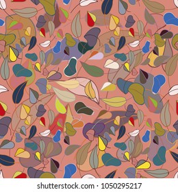 Autumn colored seamless pattern with leaves for texture or background.