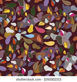 Autumn colored seamless pattern with leaves for texture or background.