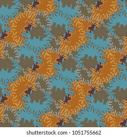 Autumn colored seamless pattern with leaves for texture or background.