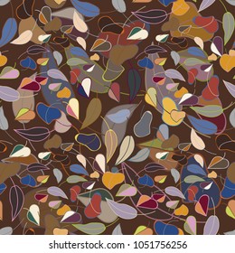 Autumn colored seamless pattern with leaves for texture or background.
