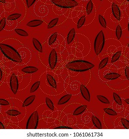 Autumn colored seamless pattern with leaves for texture or background.