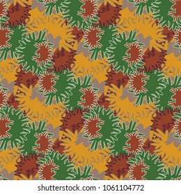 Autumn colored seamless pattern with leaves for texture or background.