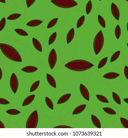 Autumn colored seamless pattern with leaves for texture or background.
