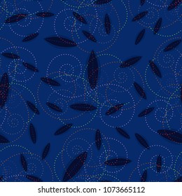 Autumn colored seamless pattern with leaves for texture or background.