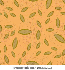 Autumn colored seamless pattern with leaves for texture or background.