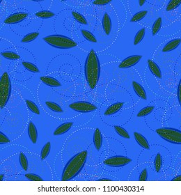 Autumn colored seamless pattern with leaves for texture or background.