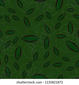 Autumn colored seamless pattern with leaves for texture or background.