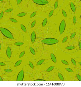 Autumn colored seamless pattern with leaves for texture or background.