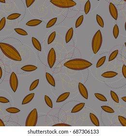Autumn colored seamless pattern with leaves for texture or background.