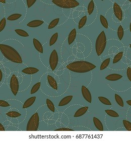 Autumn colored seamless pattern with leaves for texture or background.