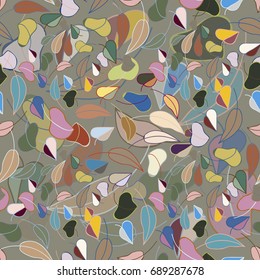 Autumn colored seamless pattern with leaves for texture or background.