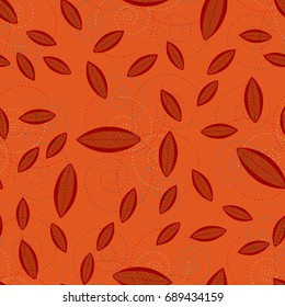Autumn colored seamless pattern with leaves for texture or background.