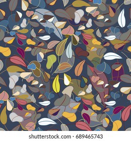 Autumn colored seamless pattern with leaves for texture or background.