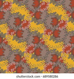 Autumn colored seamless pattern with leaves for texture or background.