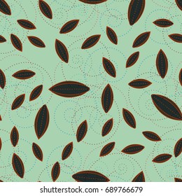 Autumn colored seamless pattern with leaves for texture or background.
