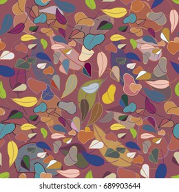 Autumn colored seamless pattern with leaves for texture or background.