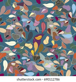 Autumn colored seamless pattern with leaves for texture or background.