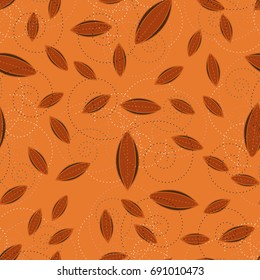 Autumn colored seamless pattern with leaves for texture or background.