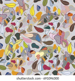 Autumn colored seamless pattern with leaves for texture or background.