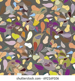 Autumn colored seamless pattern with leaves for texture or background.