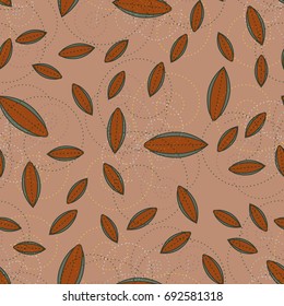 Autumn colored seamless pattern with leaves for texture or background.