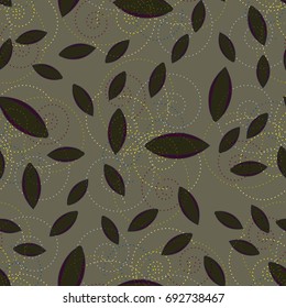 Autumn colored seamless pattern with leaves for texture or background.
