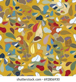 Autumn colored seamless pattern with leaves for texture or background.