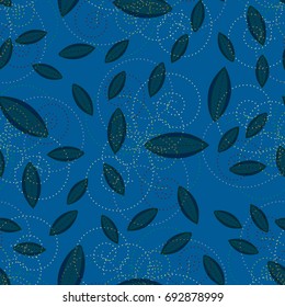 Autumn colored seamless pattern with leaves for texture or background.
