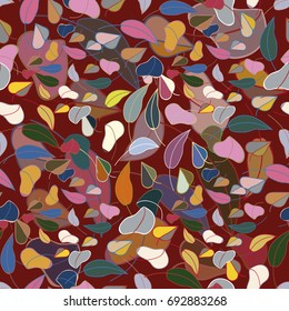 Autumn colored seamless pattern with leaves for texture or background.