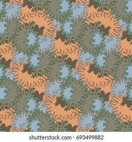 Autumn colored seamless pattern with leaves for texture or background.