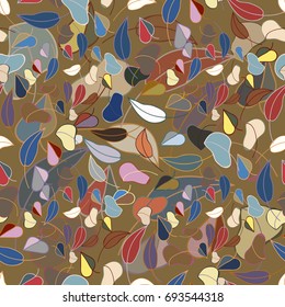Autumn colored seamless pattern with leaves for texture or background.