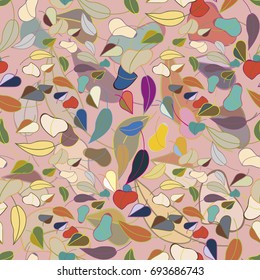 Autumn colored seamless pattern with leaves for texture or background.