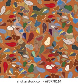 Autumn colored seamless pattern with leaves for texture or background.