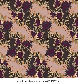 Autumn colored seamless pattern with leaves for texture or background.