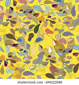 Autumn colored seamless pattern with leaves for texture or background.