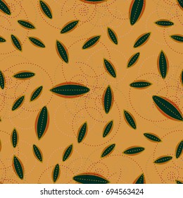 Autumn colored seamless pattern with leaves for texture or background.