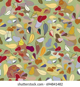 Autumn colored seamless pattern with leaves for texture or background.
