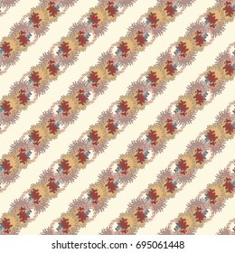 Autumn colored seamless pattern with leaves for texture or background.