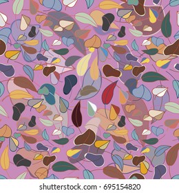 Autumn colored seamless pattern with leaves for texture or background.