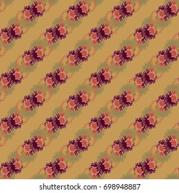 Autumn colored seamless pattern with leaves for texture or background.