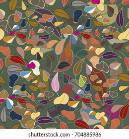 Autumn colored seamless pattern with leaves for texture or background.