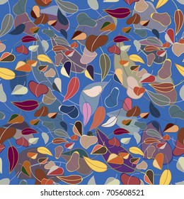 Autumn colored seamless pattern with leaves for texture or background.