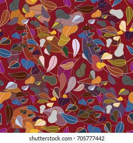 Autumn colored seamless pattern with leaves for texture or background.
