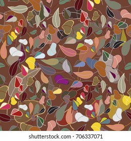 Autumn colored seamless pattern with leaves for texture or background.