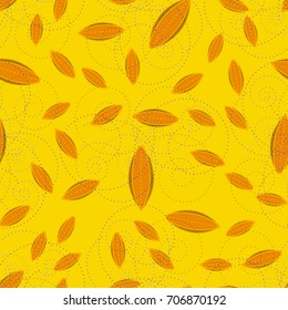 Autumn colored seamless pattern with leaves for texture or background.
