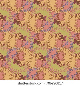 Autumn colored seamless pattern with leaves for texture or background.