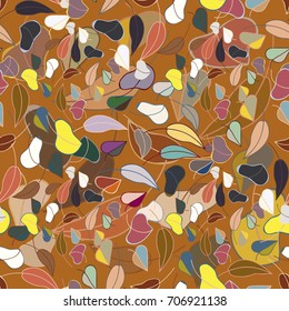 Autumn colored seamless pattern with leaves for texture or background.
